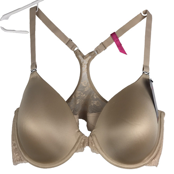 NWT Maidenform 7112 One Fab Fit Extra Coverage T-Back Bra Lace Back Nude Sz 40C - Picture 1 of 8